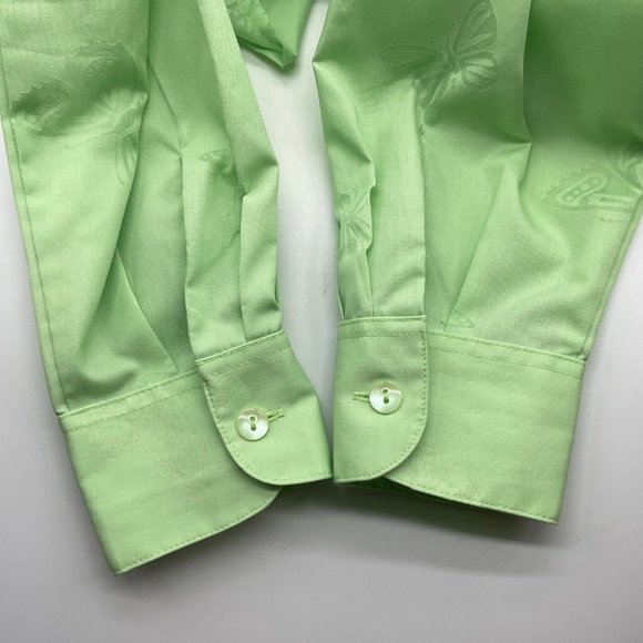 Foxcroft Women's Wrinkle Free Long Sleeve Butterfly Button Shirt 8P Mint Green - Picture 9 of 10